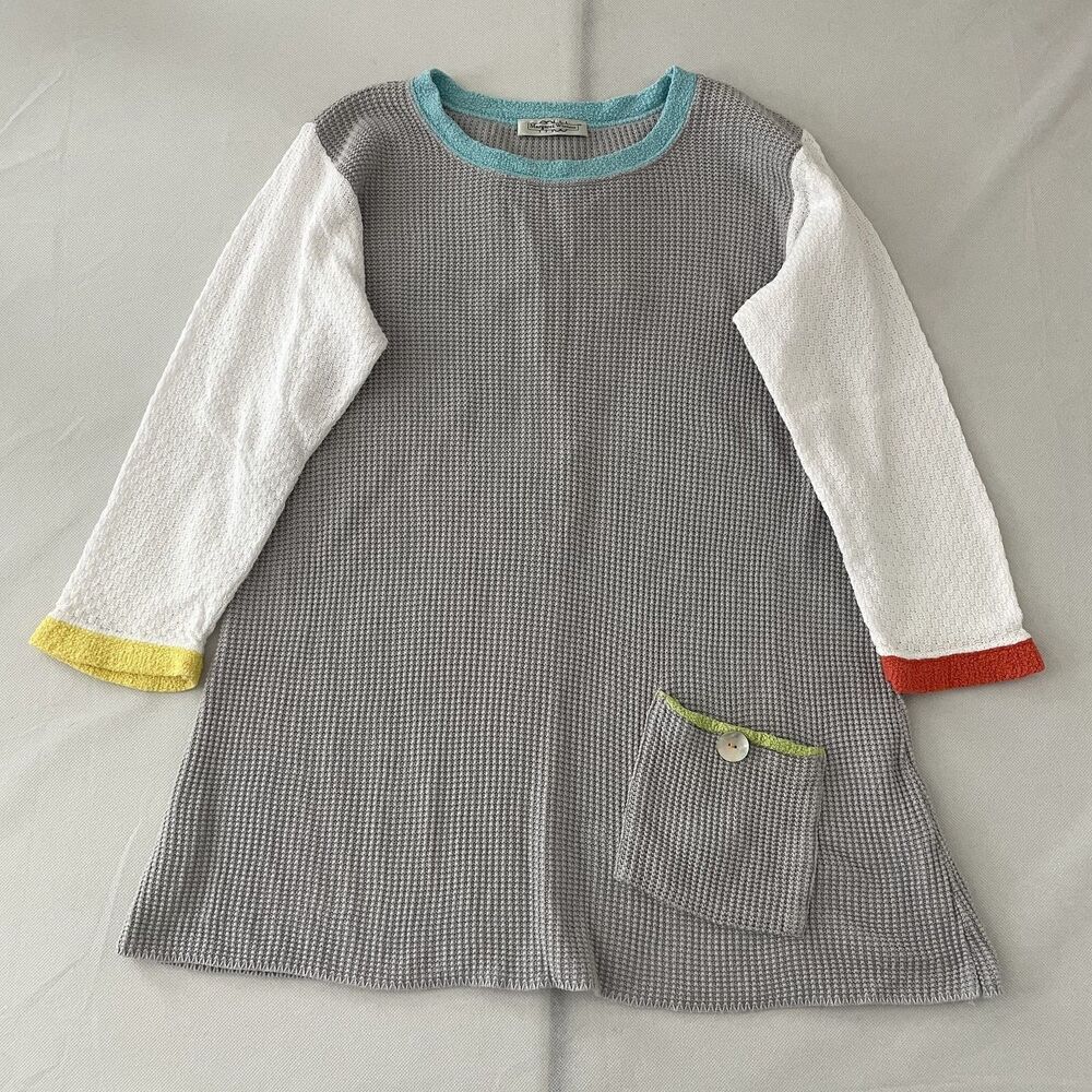 Margaret Winters Tunic Sweater 3/4 Sleeve Colorblock Gray Size XS